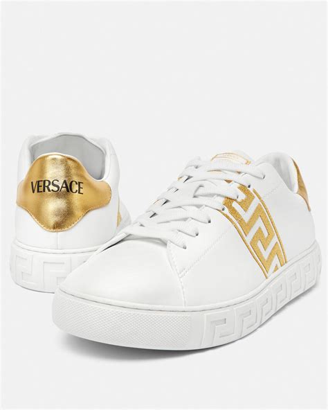 versace la greca low-top sneakers|Versace greca embroidered sneakers.